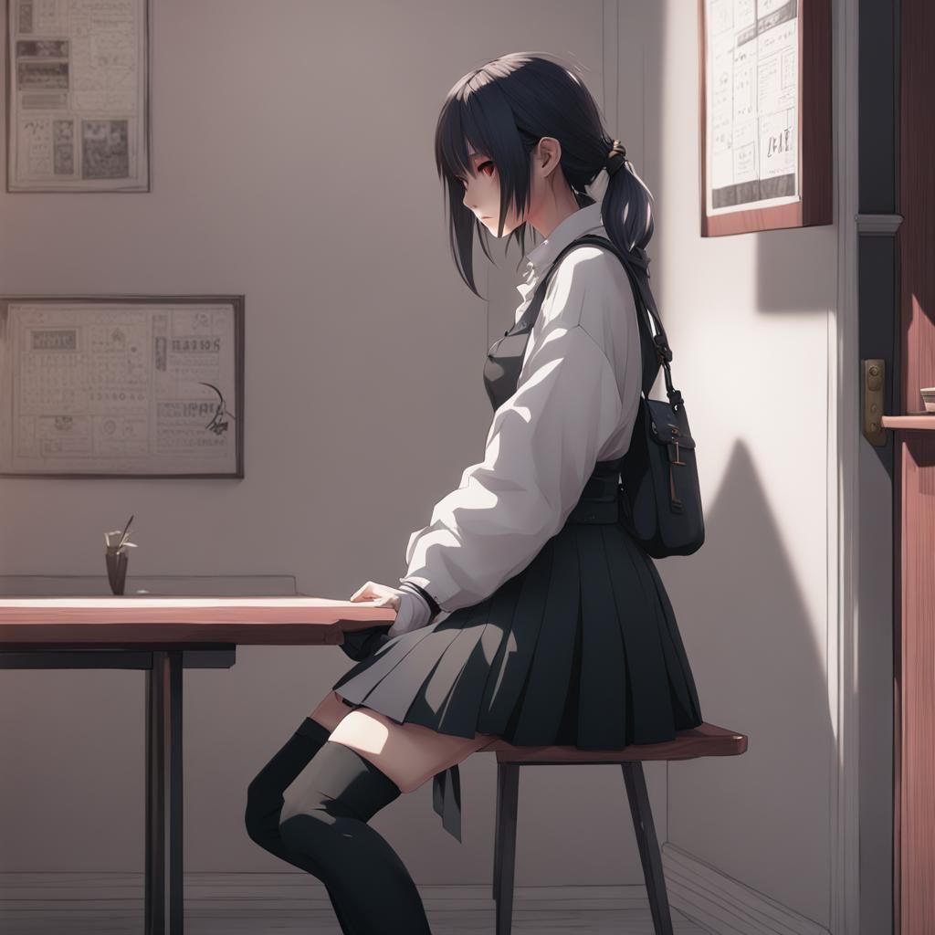 Sad Girl in Corner: 3D Anime Aesthetic