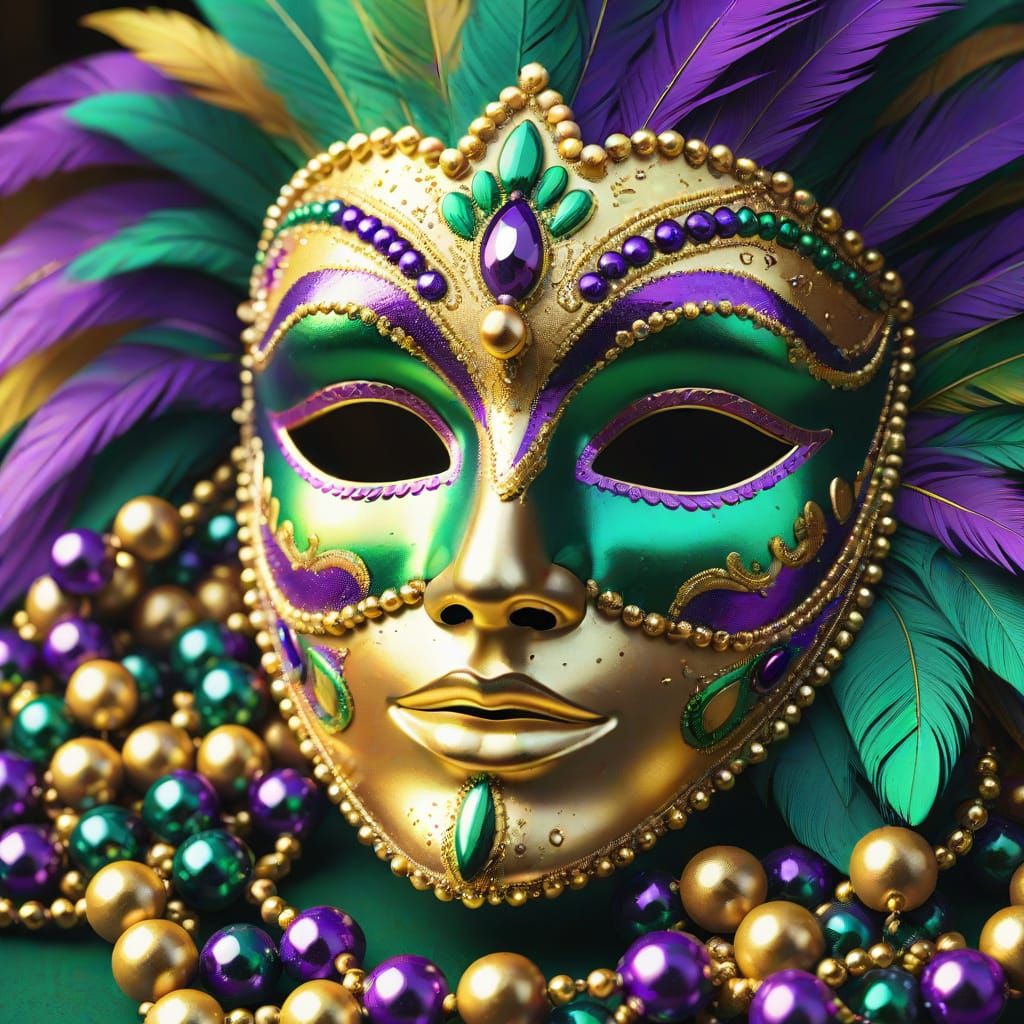 Ornate Mardi Gras Mask in Fauvist Expressionism