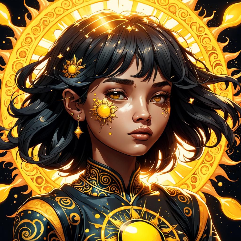 Cute Sun Y2K Pattern Portrait in Hyperdetailed Style