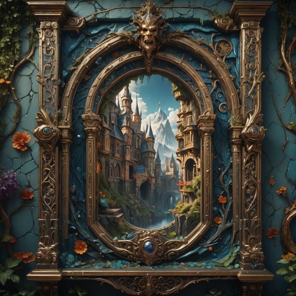 Fantastical Mirror Matte Painting in Deep Color