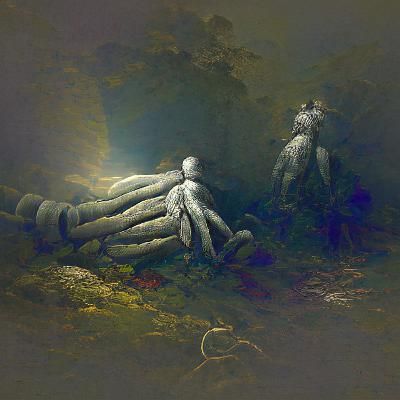 Shadow Figures Holding Hands in Renaissance Style