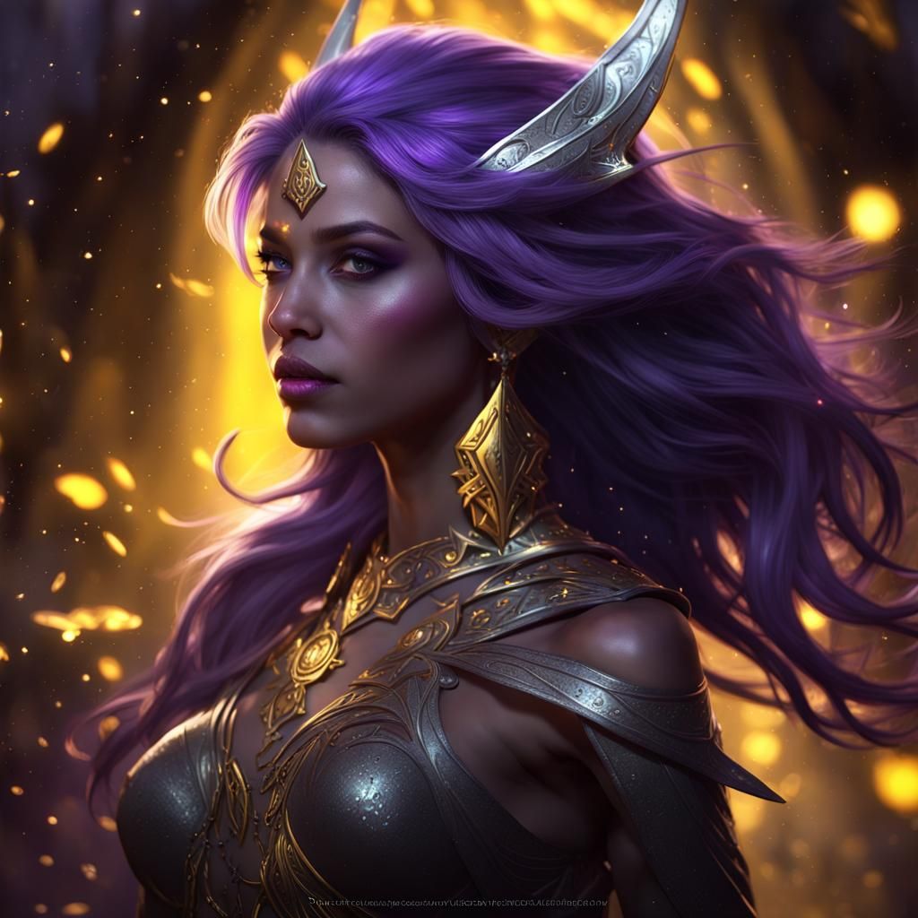 Night Elf with Falling Stars: Dark Fantasy Art