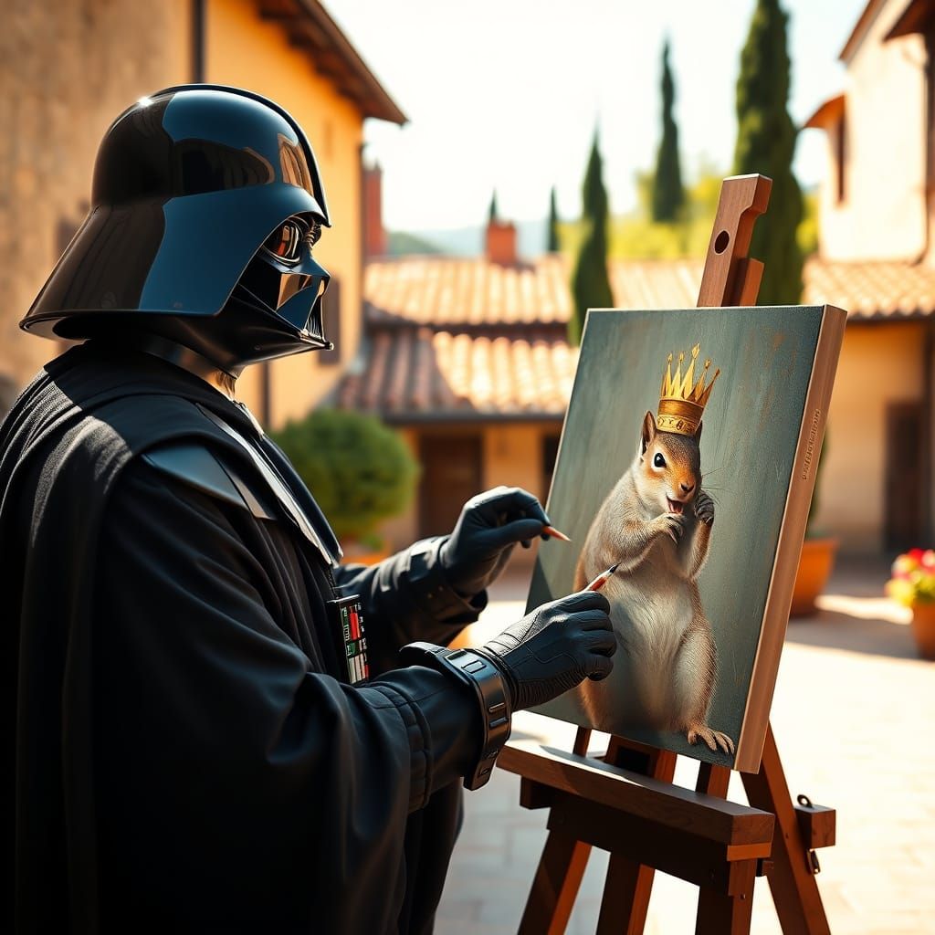 Darth Vader Paints a Regal Squirrel in Renaissance Style
