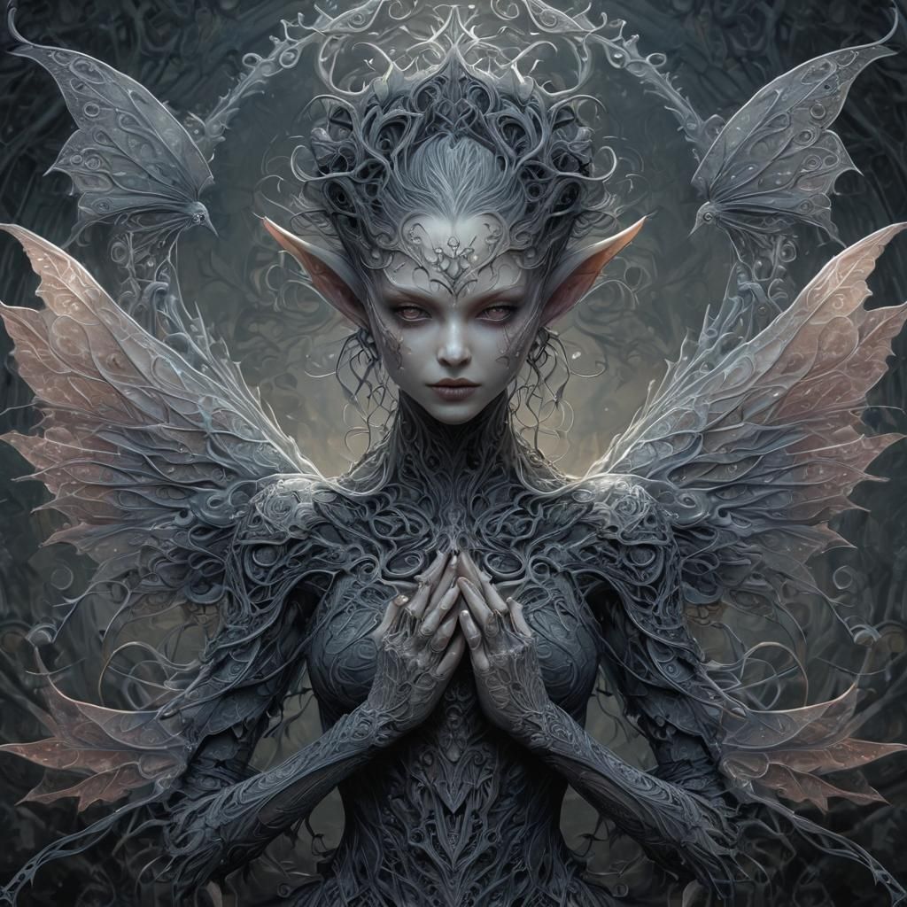 Dystopian Elemental Pixie in Gothic Fantasy Style