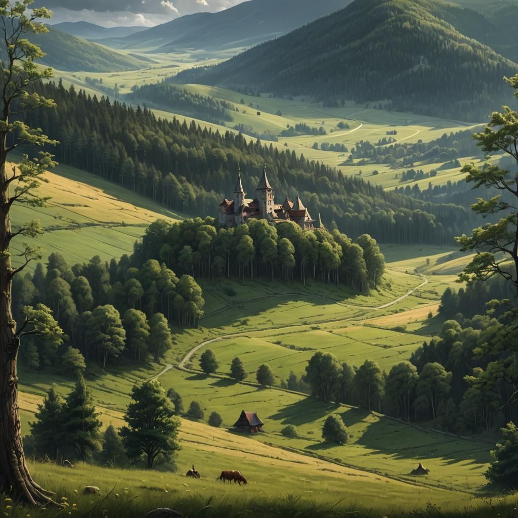 Carpathian Mountain Landscape in Dark Fantasy Style