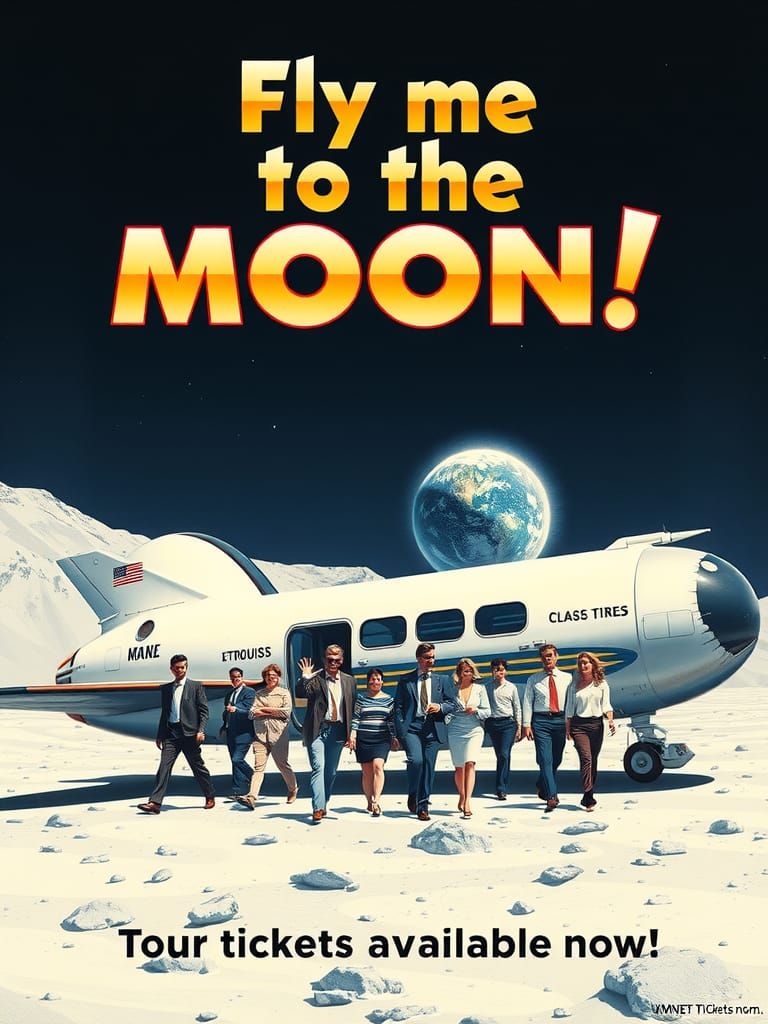 Retro Space Tourism Poster: Fly Me to the Moon
