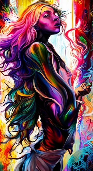 Shadow Woman Graffiti Art in High Contrast