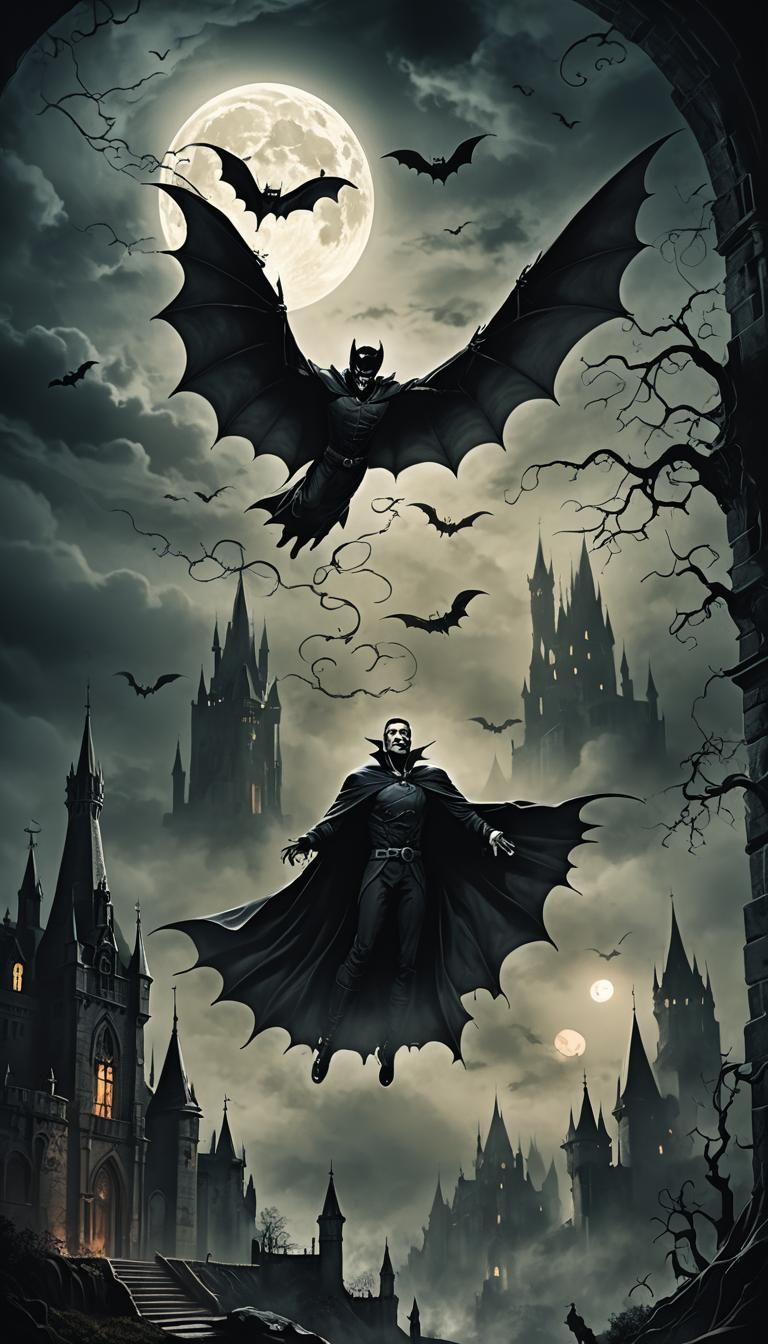 Count Dracula's Transformation: A Gothic Horror Scene