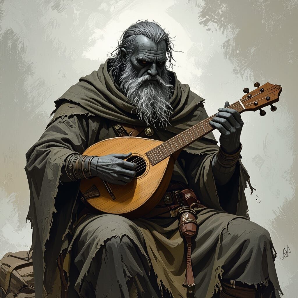 Mountain Goliath Bard in Fantasy Art Style