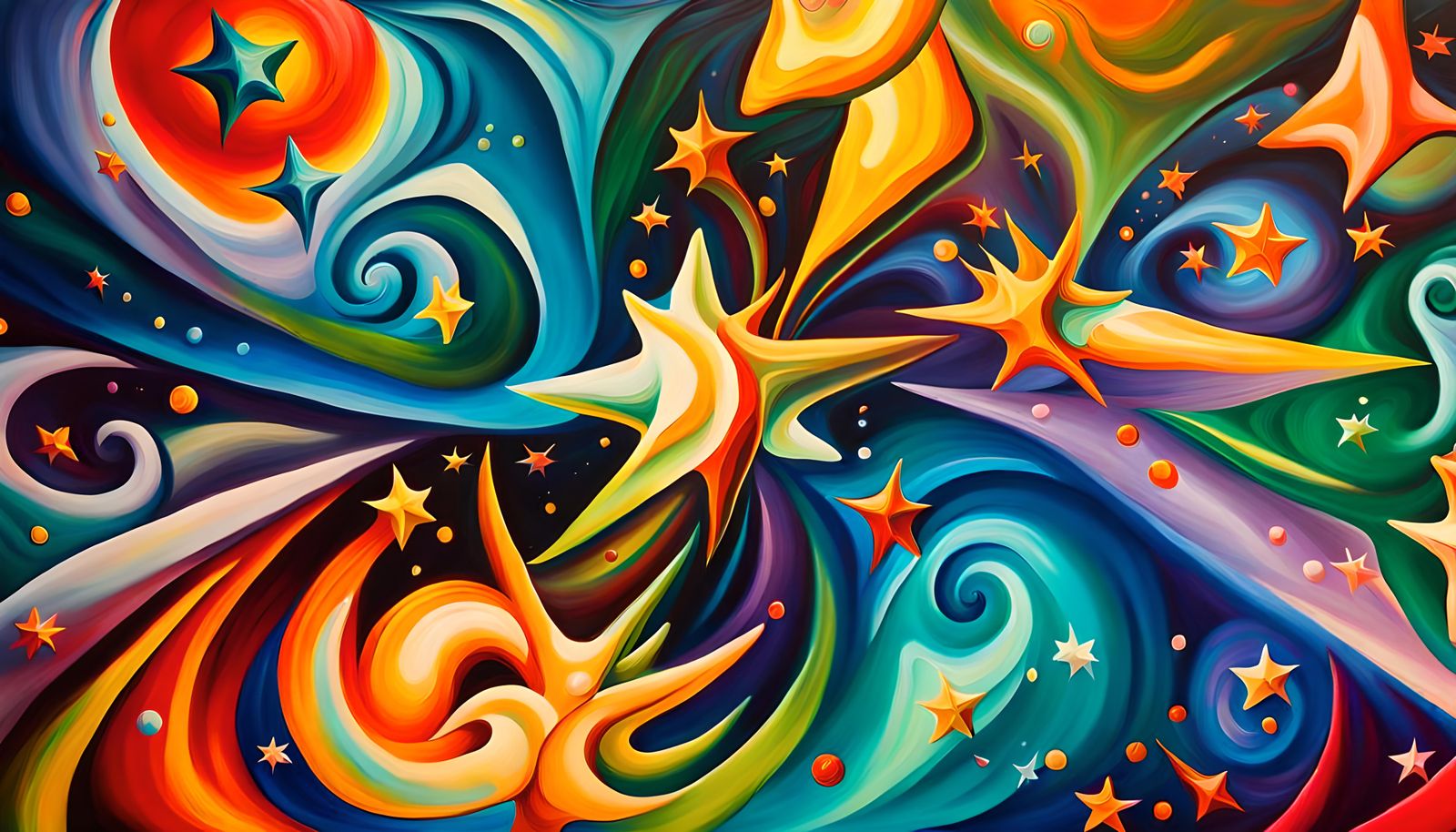 Vivid Impasto Stars Swirling in Electromagnetic Maelstrom