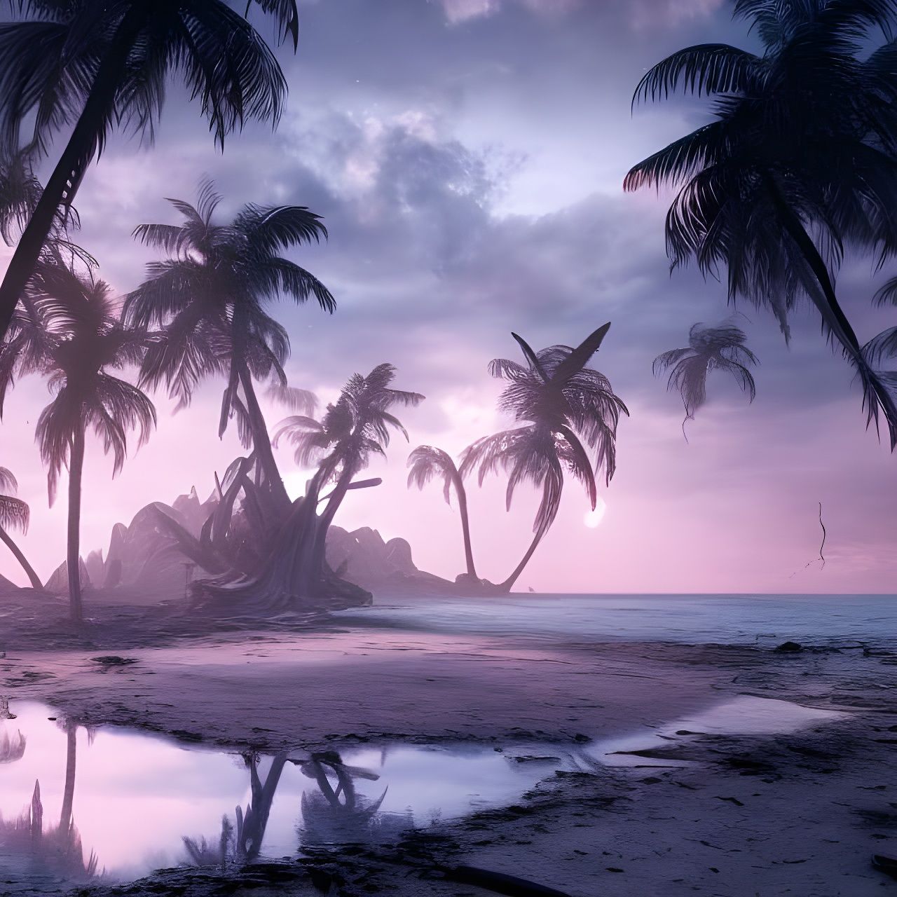 Corrupted Realm Reflected on a Vibrant Beach