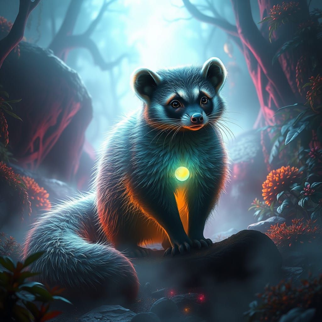 Spectral Coati Radiates Luminous Energy in a Mystical, Ether...