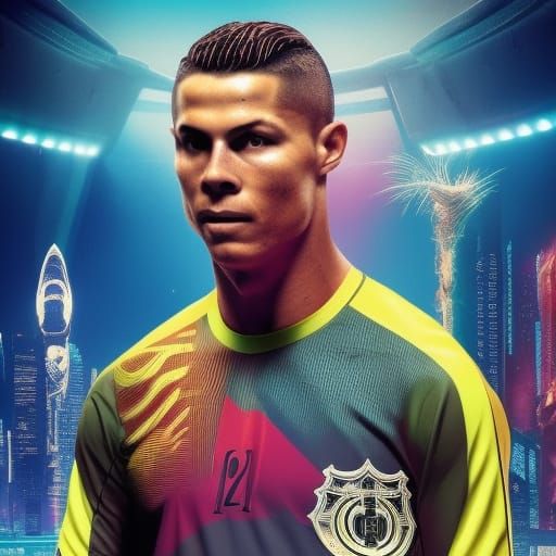 Goat in Cyberpunk 2099 Christiano Ronaldo Jersey