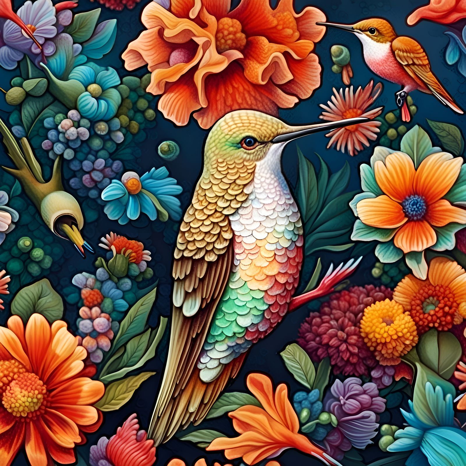 Hummingbirds & Flowers