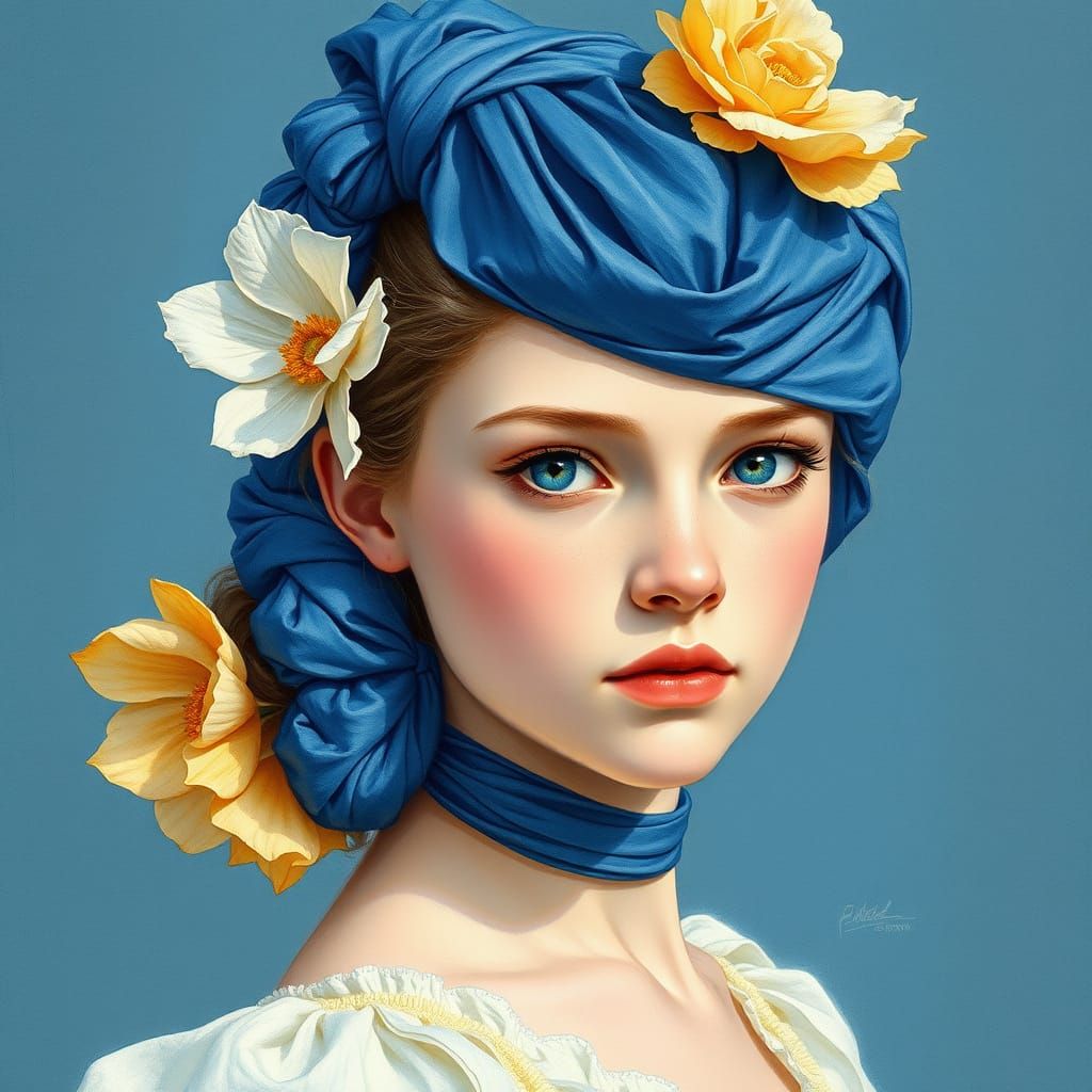 Dreamy Aquarelle of a Surreal Girl in Soft Beige Tones