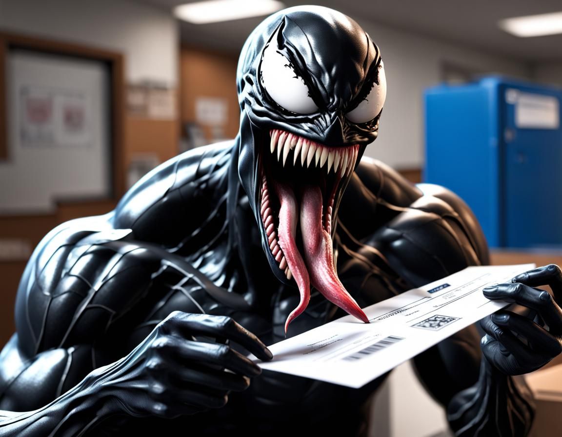 Confused Venom Symbiote Destroys USPS Envelope
