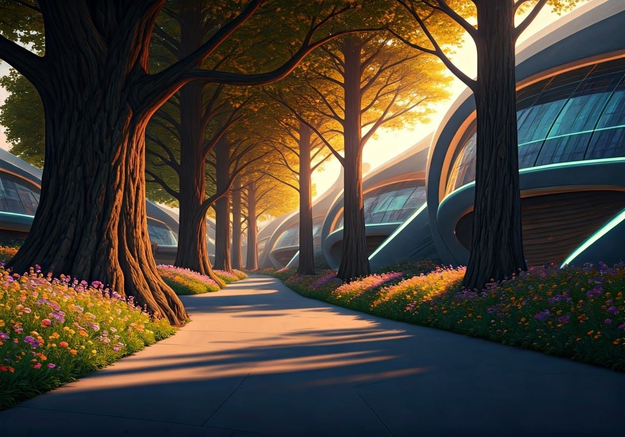 Surreal Futuristic Neighborhood with Sustainable Architectur...