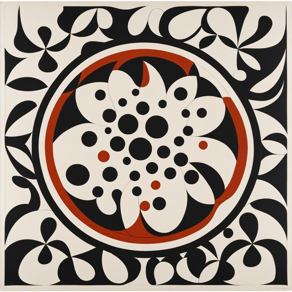 Abstract White Circle on Black, Constructivist Art