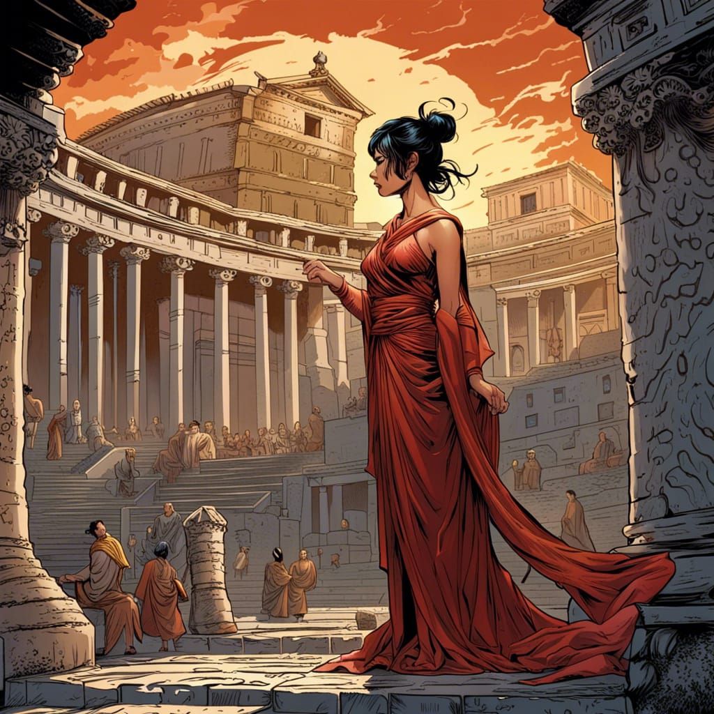 Asian Woman in Ancient Rome: Comic Book Art