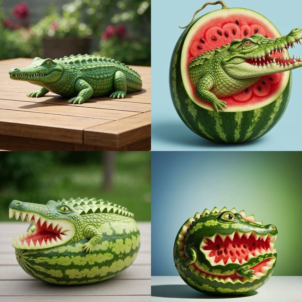 Watermelon Crocodile: A Fruitful Sculpture