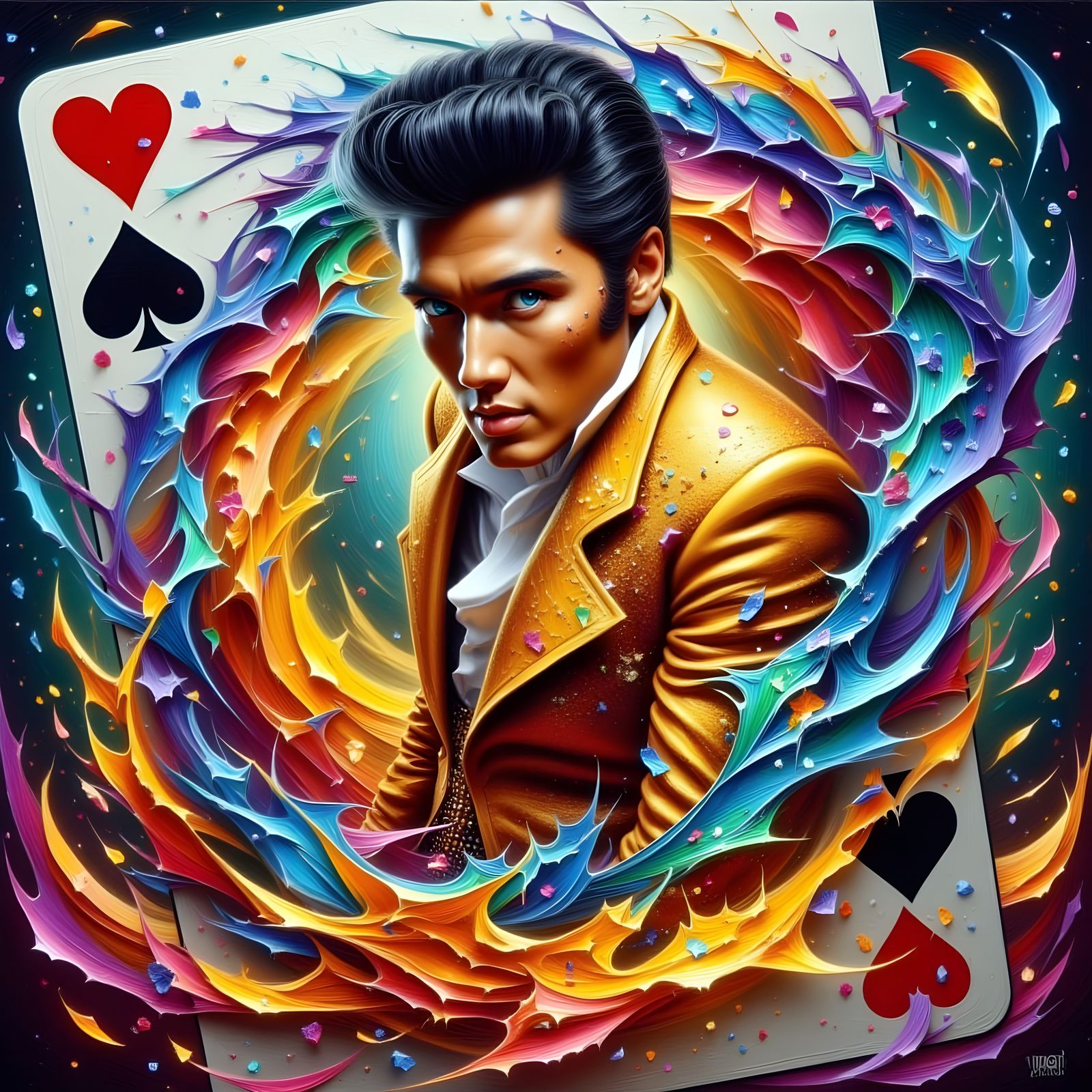 Elvis Presley in Vibrant Neo-Impressionist Oil Painting