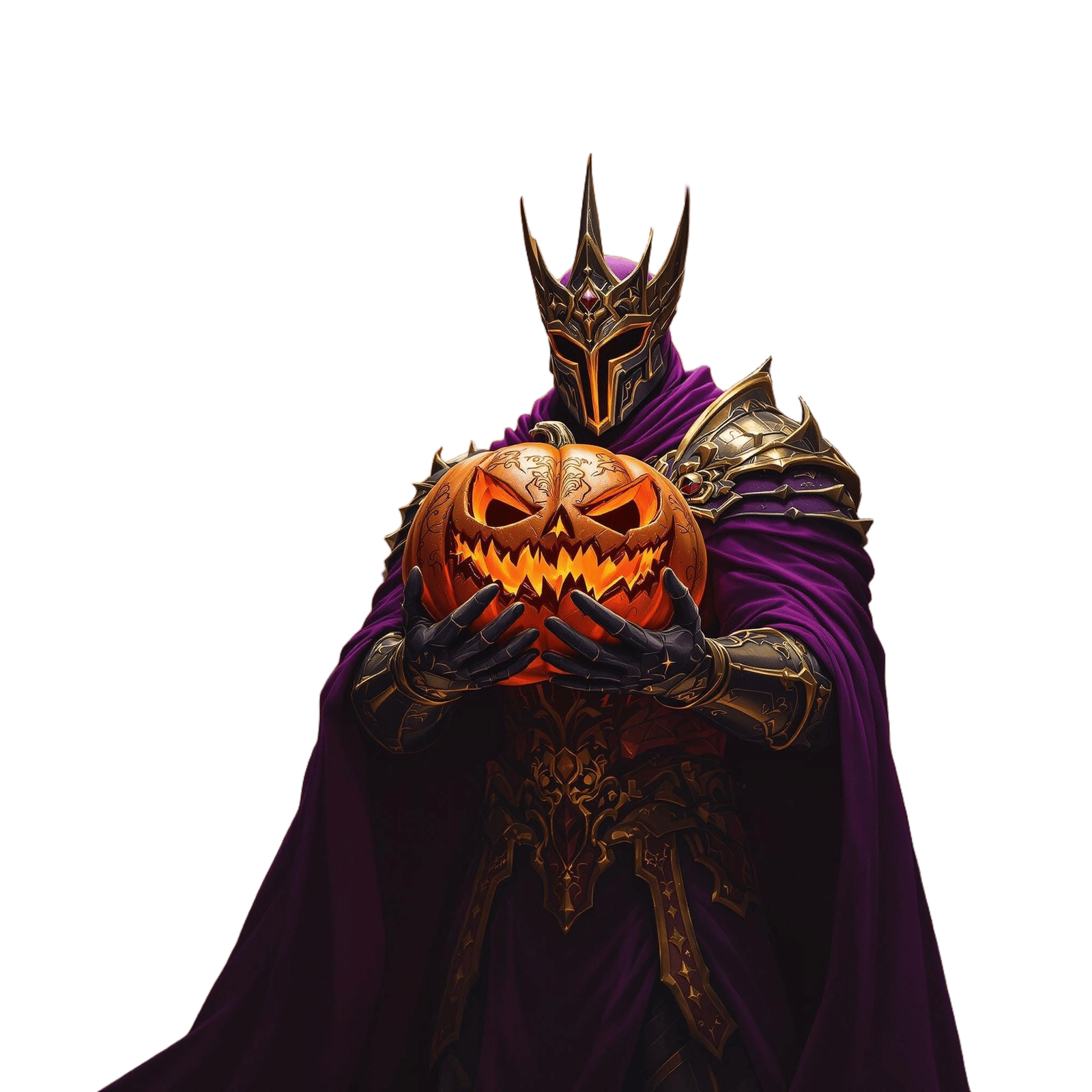 Regal Purple Paladin Holds Majestic Pumpkin