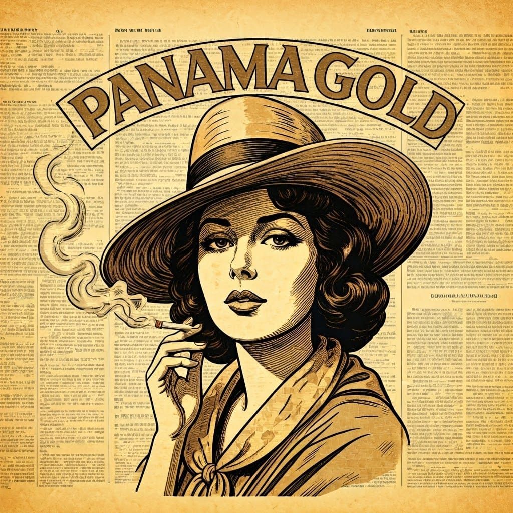 Vintage-Inspired Woman Smokes in Sepia-Toned Comic Art