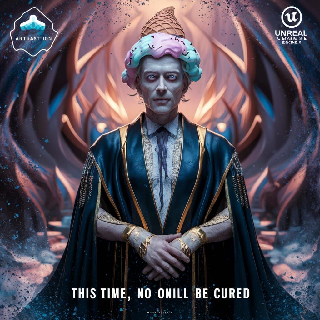 Fantasy Man with Ice Cream Hat in 8k