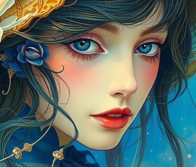 Victorian Era Close-up of a Celestial Siren