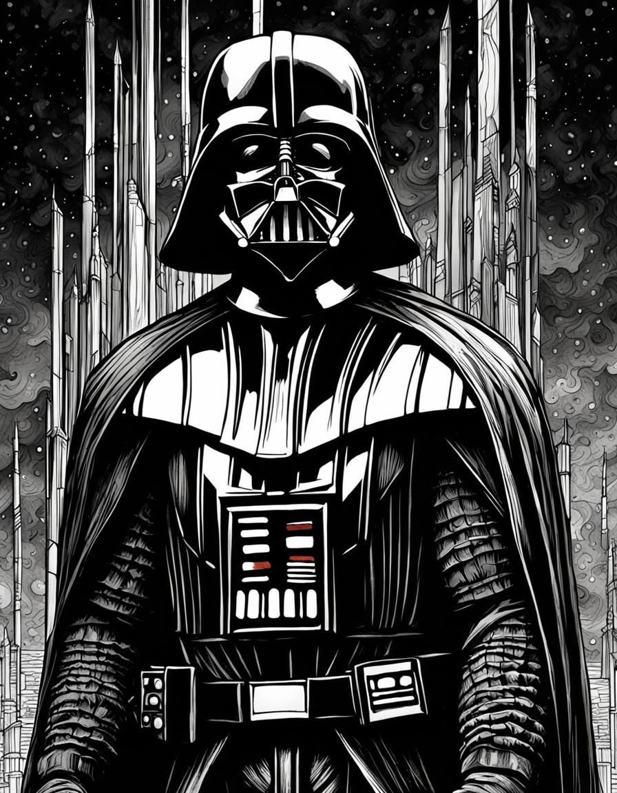 Darth Vader Dark Fantasy Ink Portrait