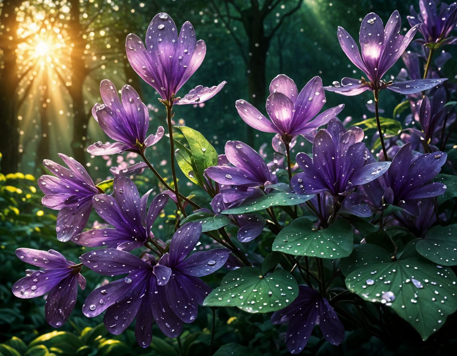 Whimsical Amethyst Bloom in Golden Light