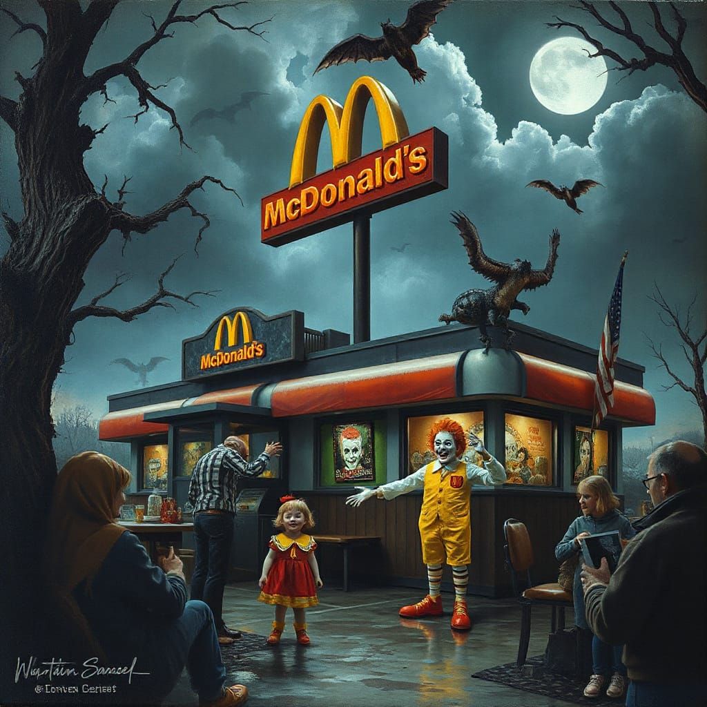 Haunted McDonald's Amusement Park in High Relief Trompe L'oe...
