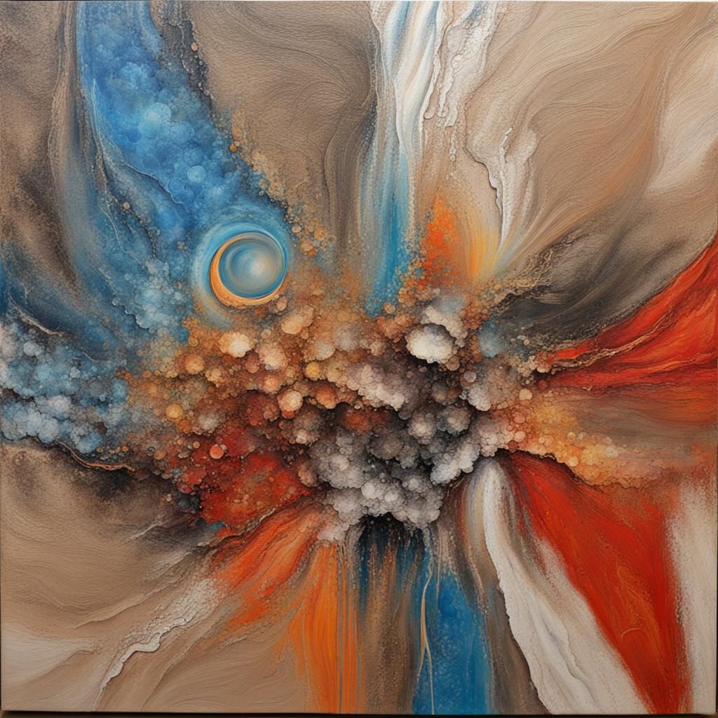 Abstract Cipollino Art with Complementary Colors