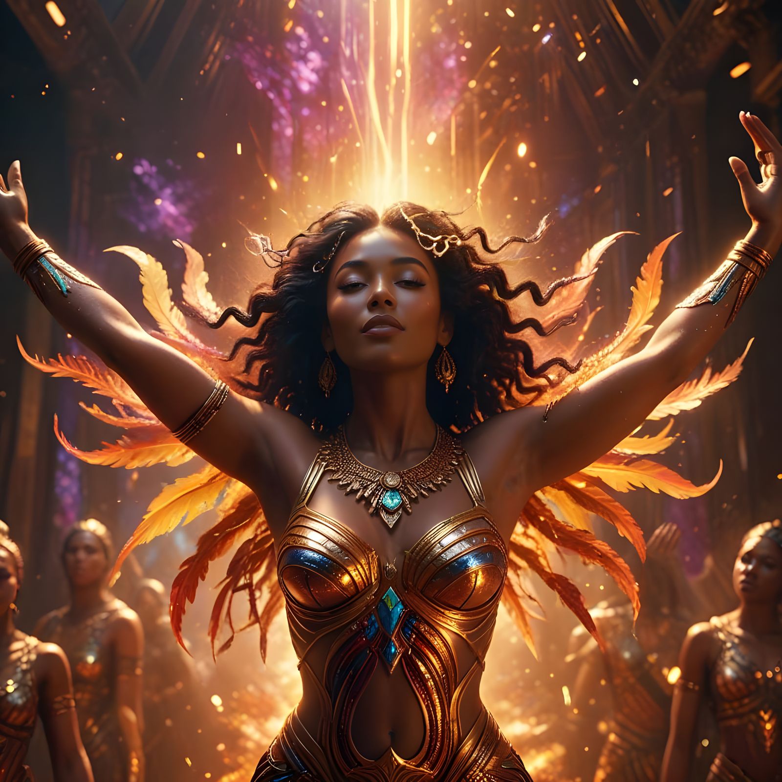 Joyful Goddess in Euphoric State, Digital Matte Painting