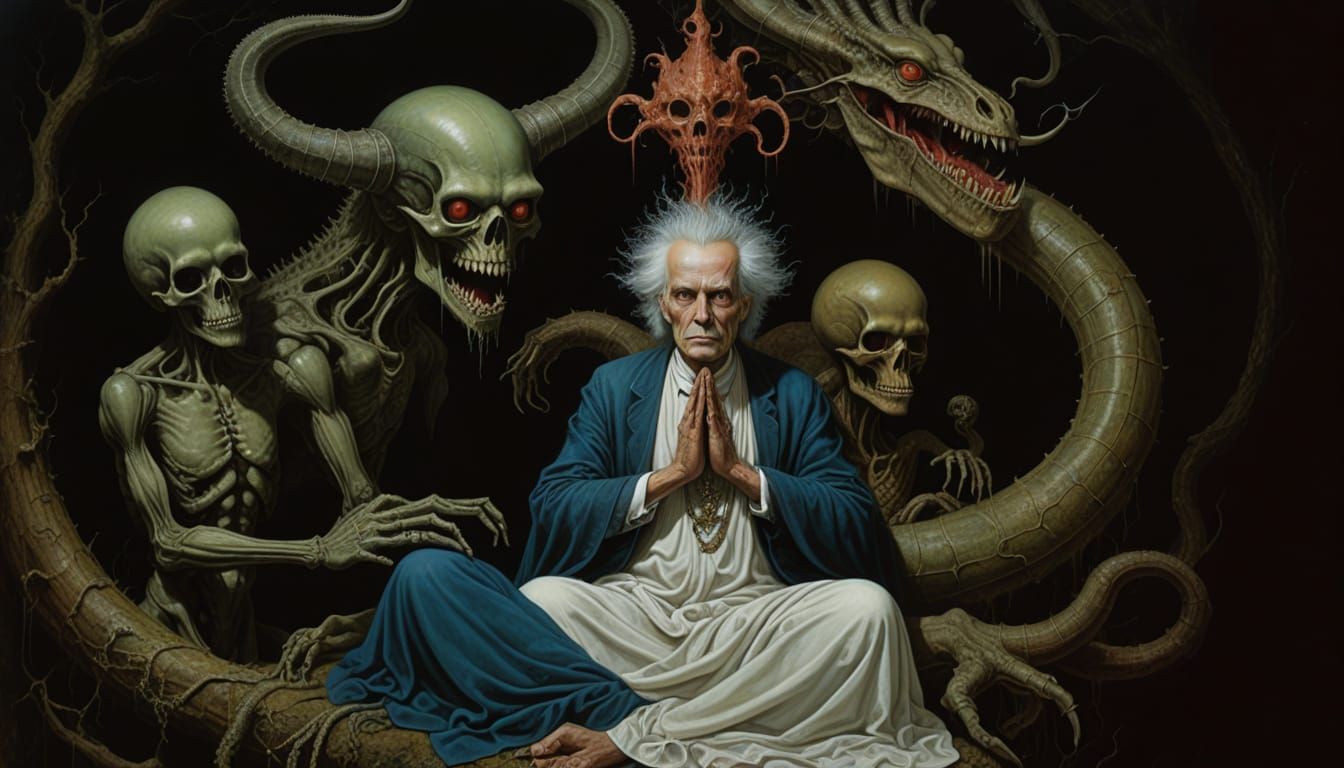 Fallen Angel in Broken Dreamland: Surreal Fantasy Painting