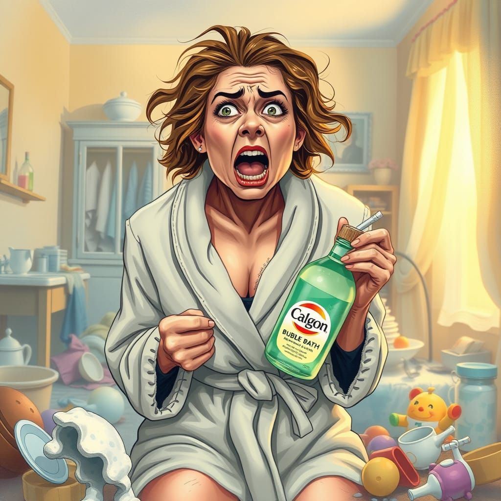 Exhausted Woman Finds Solace in Bubble Bath