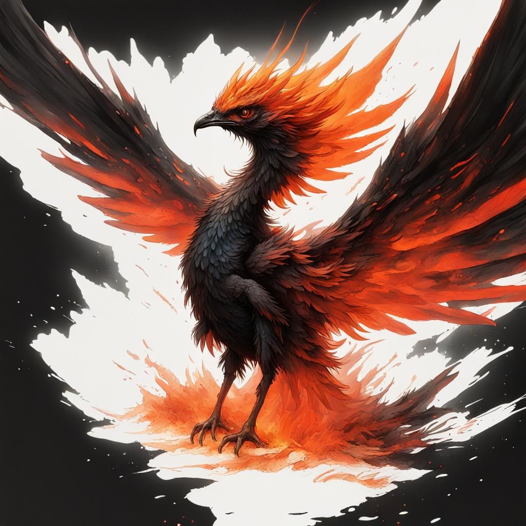 Fiery Phoenix Rising: Fantasy Concept Art