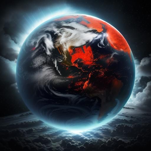 Spaceship Approaching a Hellish Lightning Planet