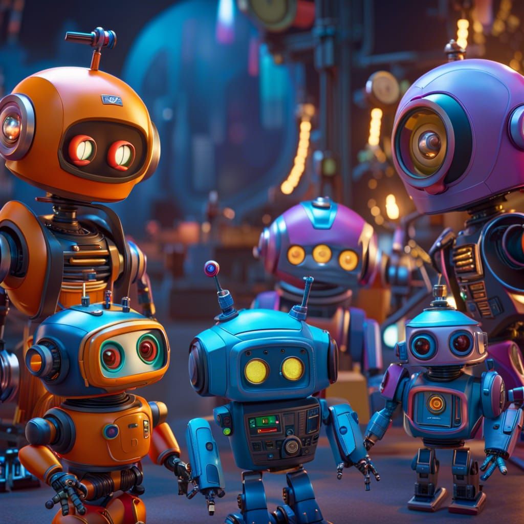 Robots in 3D Digital Art Style