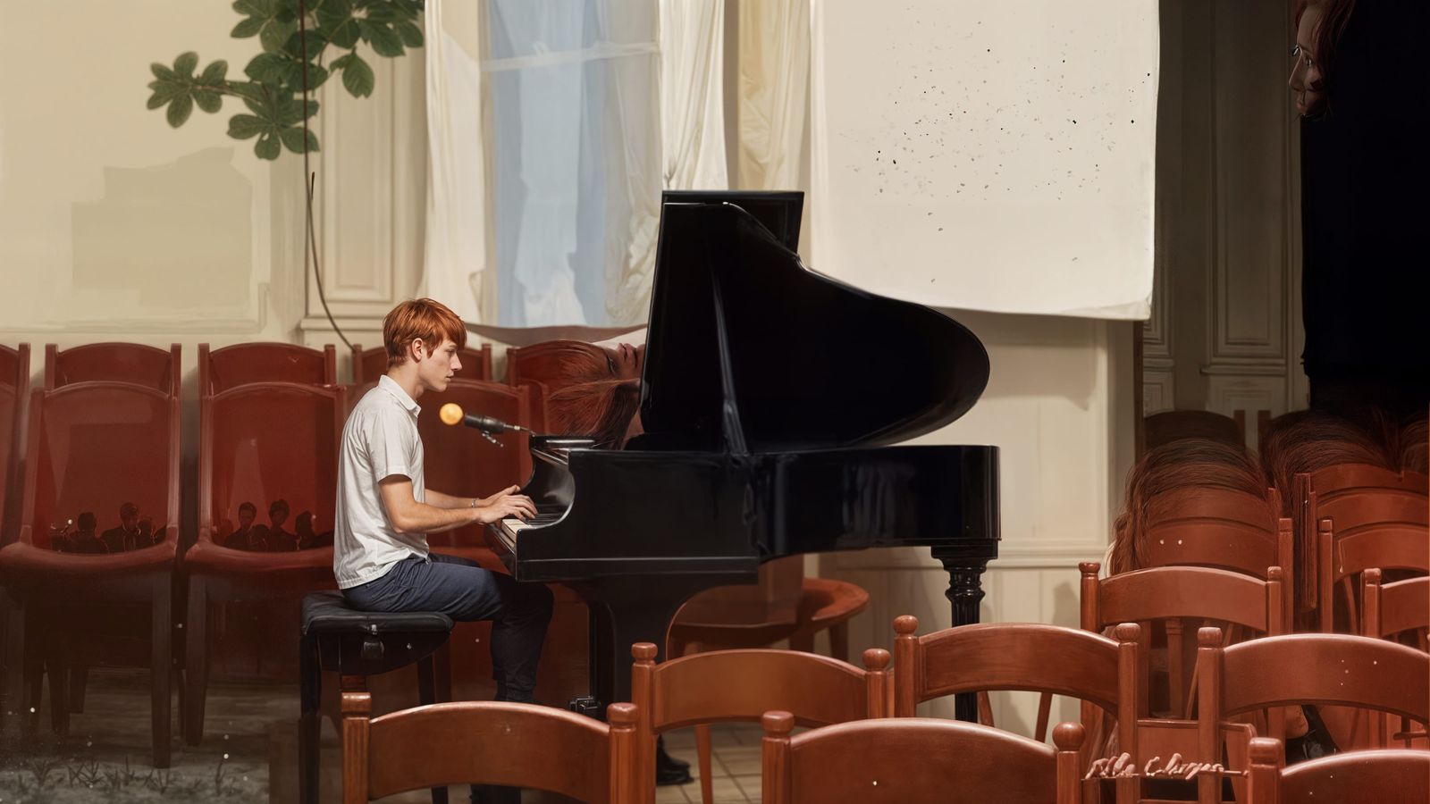 Red-Haired Musician Plays Piano With Empathy