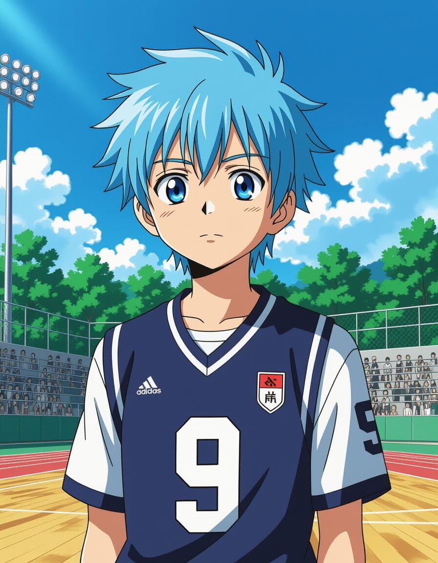 Kuroko Tetsuya in Vibrant Shounen Anime Style