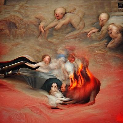 Renaissance Painting: Soul Dragged to Hell