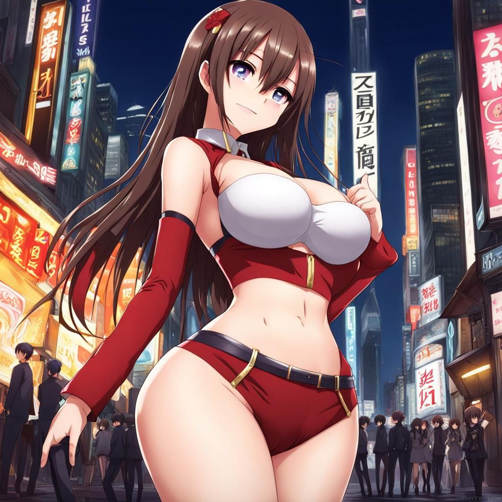 Cute Anime Girl in Manga Style