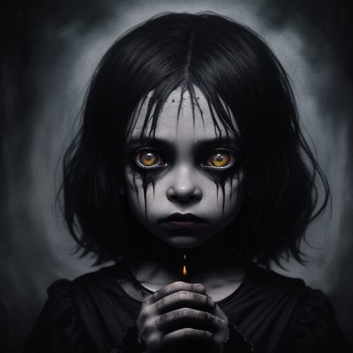 Eerie Child Portrait in Dark Surrealism