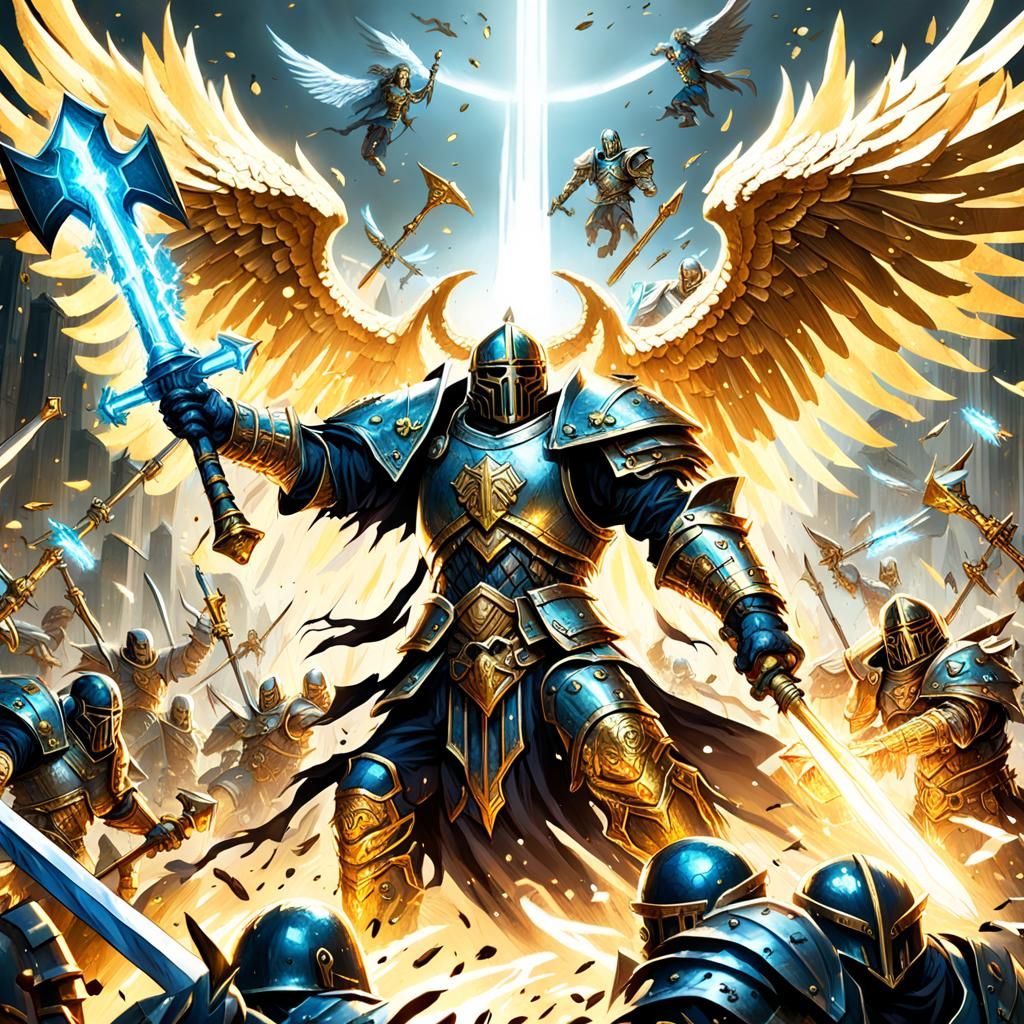 Angel vs Undead Army in Dark Fantasy Art