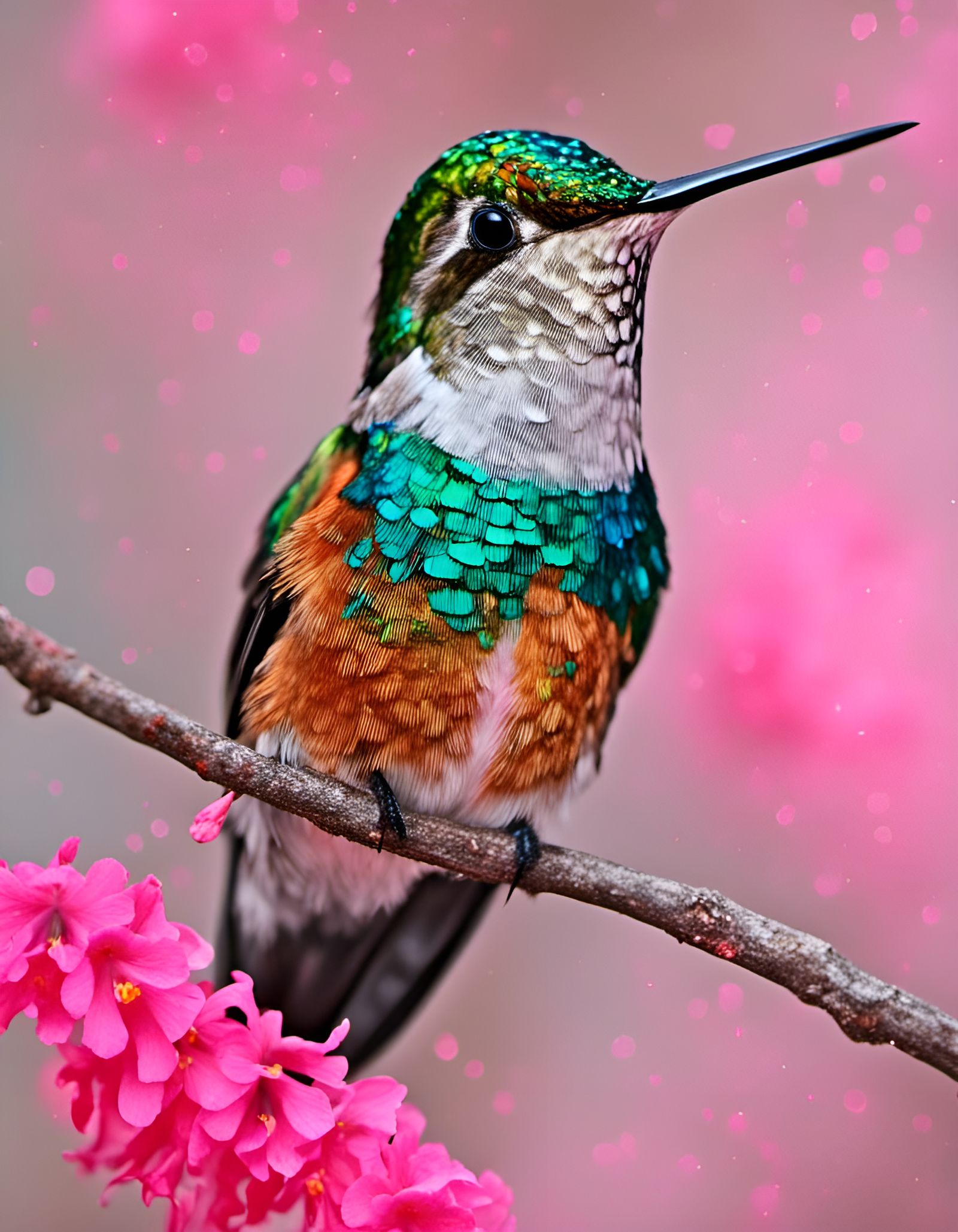 Colorful Hummingbird with Deep Color Details