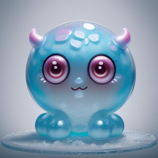 Kawaii Candy Monster Ice Sculpture in Candy Art Style