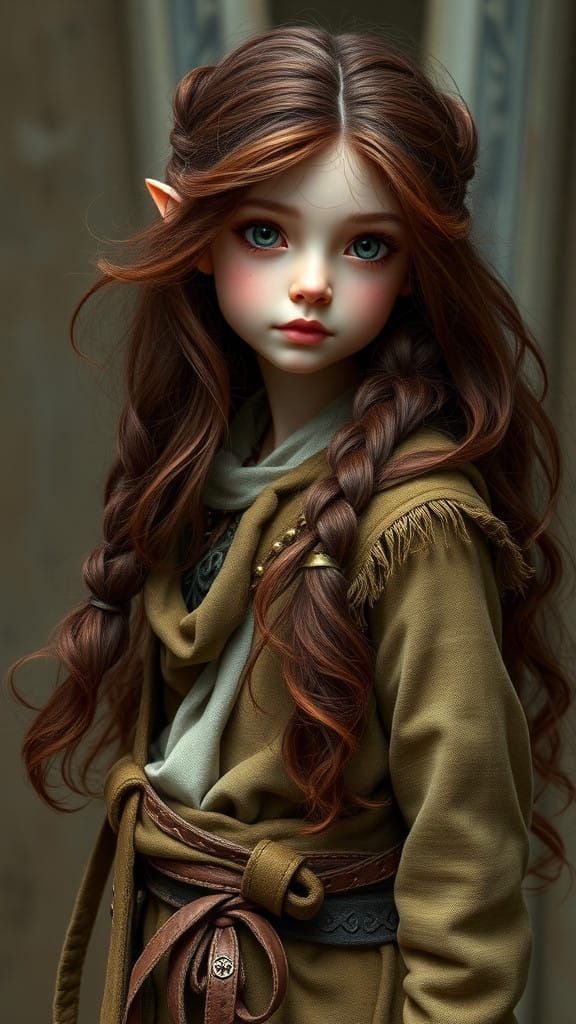 Enchanted Halfling Maiden in Earthy Rags