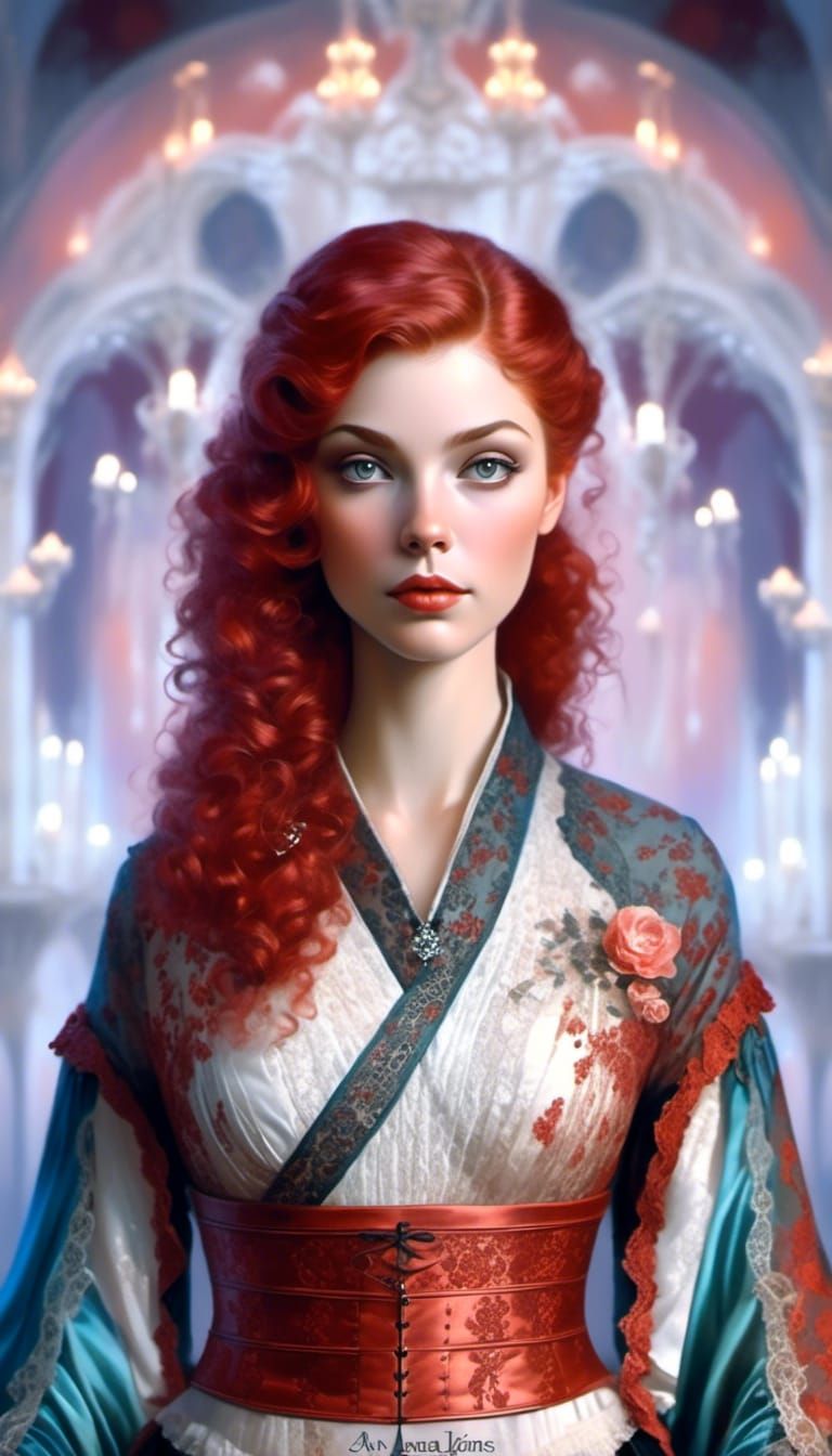 Rococo Portrait of a Lady in Velvet and Lace