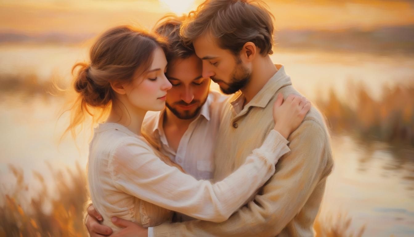 Romantic Couple Embrace in Expressionist Style